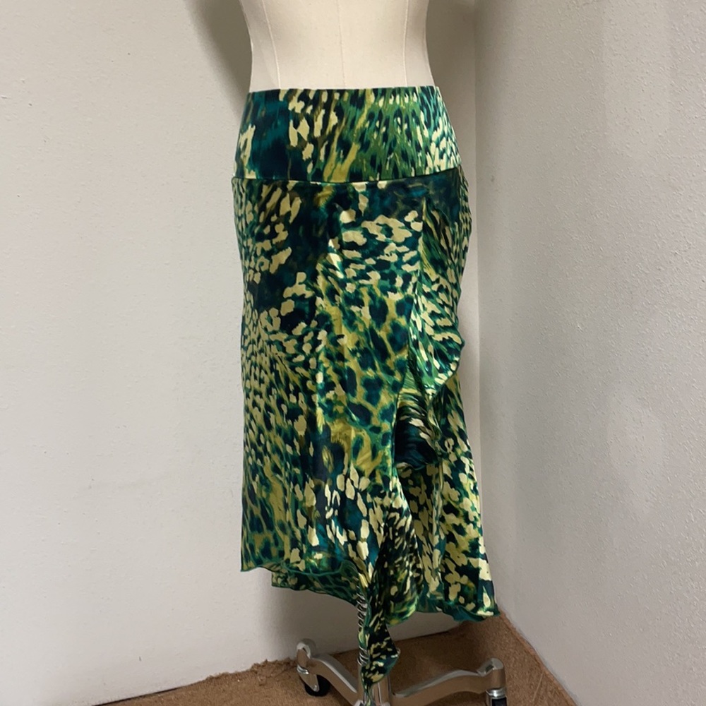 MARCIANO NWT SIZE 4 GREEN SILK SKIRT W/ LEG SLIT